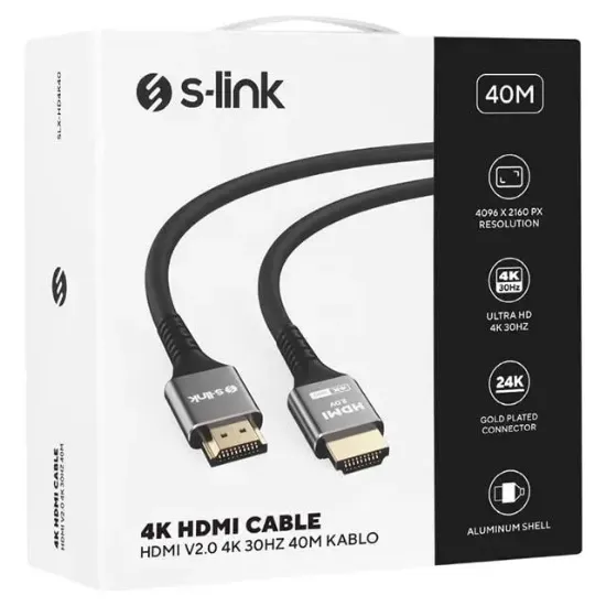 S-Link SLX-HD4K40 V2.0 4K 30Hz 19+1 Metal 40 Metre HDMI Kablosu resmi