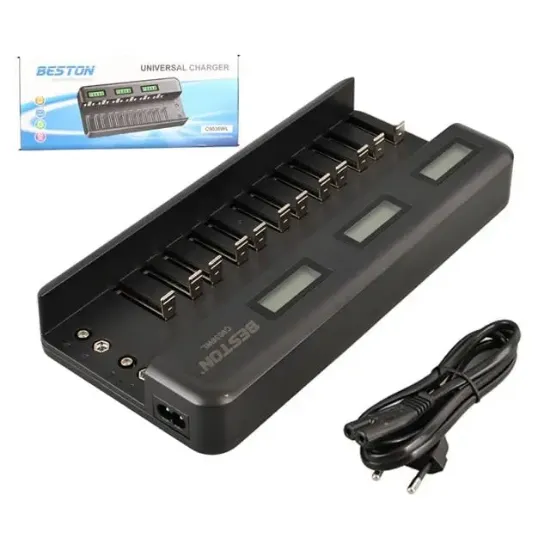 Beston C9036wl AA/AAA/9v/C Boy/Dboy/Ni-Mh/Ni-Cd/9v/Lityum Pil Lcd Ekranlı Hızlı Şarj Cihazı resmi