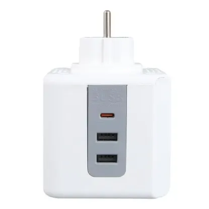 VEA VE-23089 2x USB 1x Type-C 3'lü Çocuk Ve Termal Korumalı Grup Priz resmi