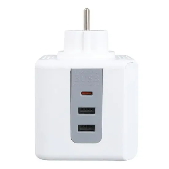 VEA VE-23089 2x USB 1x Type-C 3'lü Çocuk Ve Termal Korumalı Grup Priz resmi