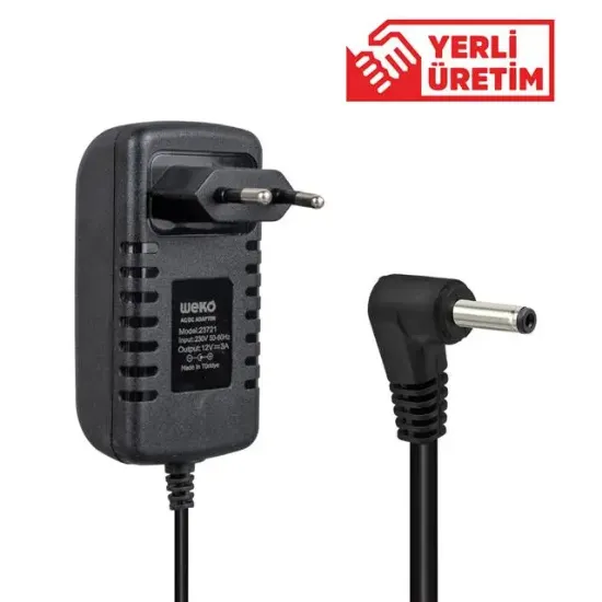 Weko 12 Volt - 3 Amper 3.5*1.35 Uçlu Yerli Üretim Yazar Kasa POS Adaptörü resmi