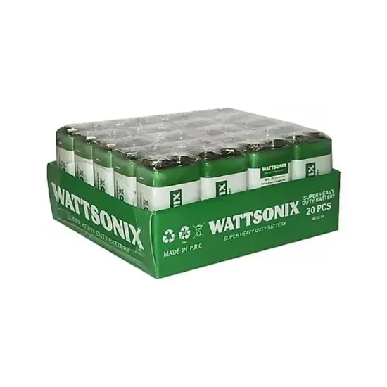 Wattsonix Çinko Karbon 6F22 9 Volt Pil (20'li Paket) resmi