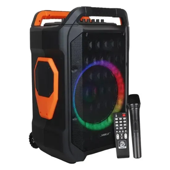 Shile SL-10 120 Watt Taşınabilir Seyyar Amfi Hoparlör Kablosuz 1 EL + 1 Yaka Mikrofonlu Kumandalı USB+SD+BT resmi