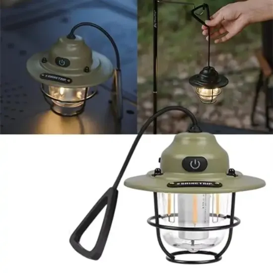 PowerMaster PM-25439 Nostaljik 3 Filament 6 Smd Kamp Çadır Lambası Ampul 1200mAh TYPE-C resmi