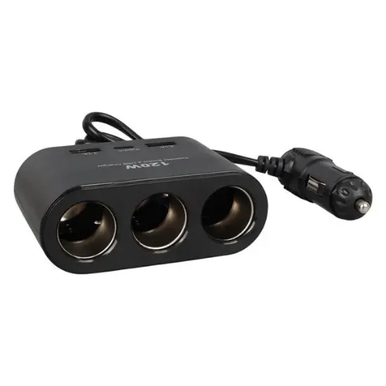 Olesson 1653 12-24V Çift USB + TYPE-C Girişli 100W 70cm Kablolu 3'lü Araç Çakmak Çoklayıcı resmi