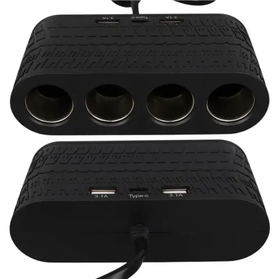 Olesson 1654 12-24V Çift USB - TYPE-C 120W 80cm Kablolu 4'LÜ Araç Çakmak Çoklayıcı resmi