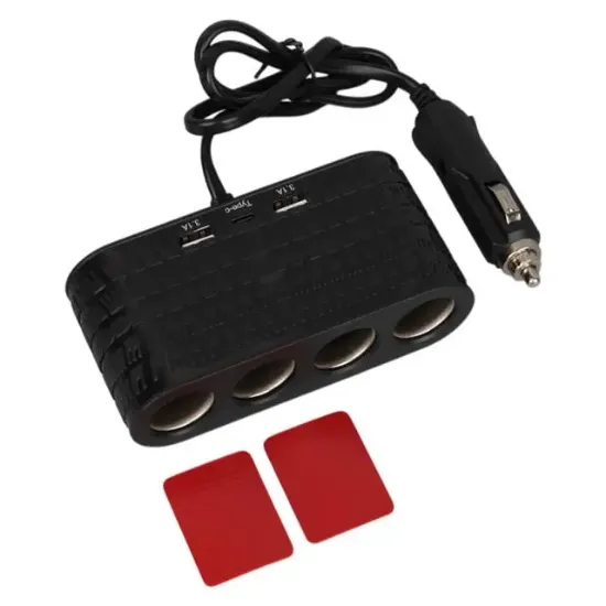 Olesson 1654 12-24V Çift USB - TYPE-C 120W 80cm Kablolu 4'LÜ Araç Çakmak Çoklayıcı resmi