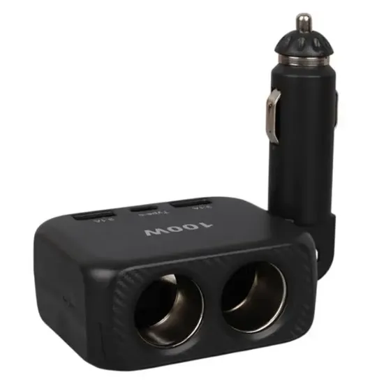 Olesson 1655 12-24V TYPE-C + Çift USB-A Girişli 100W 2'li Araç Çakmak Çoklayıcı resmi