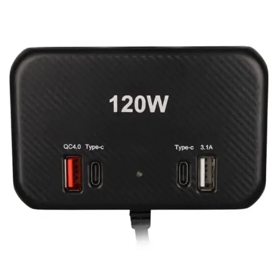Olesson 1656 12-24V Çift USB + Çift TYPE-C 120W 80cm Kablolu 3'lü Araç Çakmak Çoklayıcı resmi