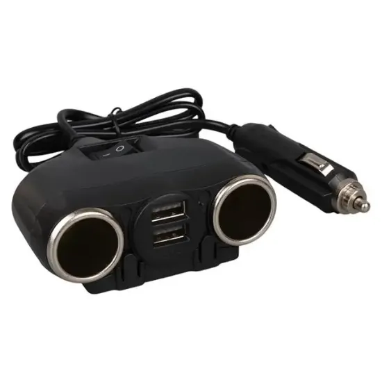 Olesson 1630 12-24V Çift USB Girişli 120W 80cm Kablolu 2'LI Araç Çakmak Çoklayıcı resmi