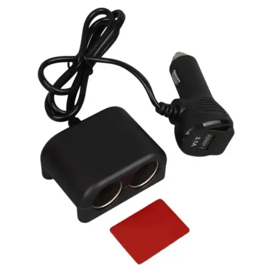 Olesson 1641 12-24V Tek USB Girişli 120W 80cm Kablolu Dijital Voltaj Ekranlı 2'li Araç Çakmak Çoklayıcı resmi