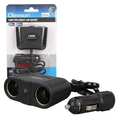 Olesson 1642 12-24V 100W 70cm Kablolu 2'li Araç Çakmak Çoklayıcı resmi