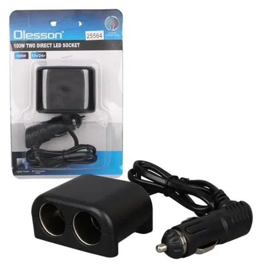 Olesson 1644 12-24V 100W 70cm Kablolu 2'LI Araç Çakmak Çoklayıcı resmi
