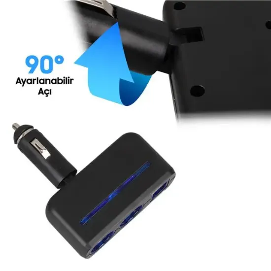 Olesson 1637 12-24V Çift USB Girişli 120W 2'li Araç Çakmak Çoklayıcı resmi
