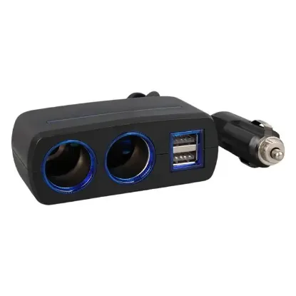 Olesson 1638 12-24V Çift USB Girişli 120W 80 CM Kablolu 2'LI Araç Çakmak Çoklayıcı resmi