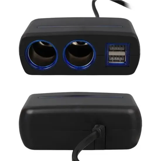 Olesson 1638 12-24V Çift USB Girişli 120W 80 CM Kablolu 2'LI Araç Çakmak Çoklayıcı resmi
