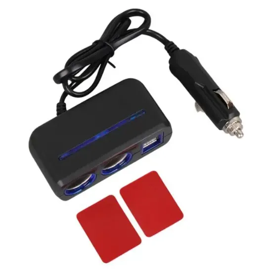 Olesson 1638 12-24V Çift USB Girişli 120W 80 CM Kablolu 2'LI Araç Çakmak Çoklayıcı resmi
