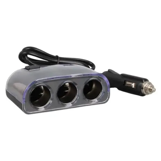 Olesson 1505 12-24V Çift USB Girişli 120W 80cm Kablolu 3'LÜ Araç Çakmak Çoklayıcı resmi