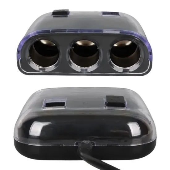 Olesson 1505 12-24V Çift USB Girişli 120W 80cm Kablolu 3'LÜ Araç Çakmak Çoklayıcı resmi