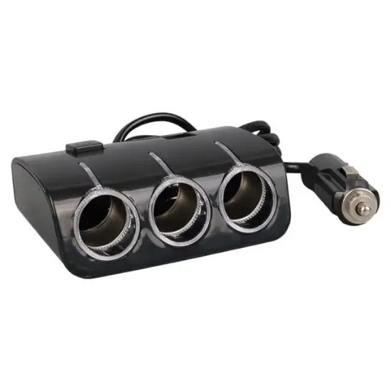 Olesson 1506 12-24V Çift USB Girişli 120W 80 CM Kablolu 3'LÜ Araç Çakmak Çoklayıcı resmi
