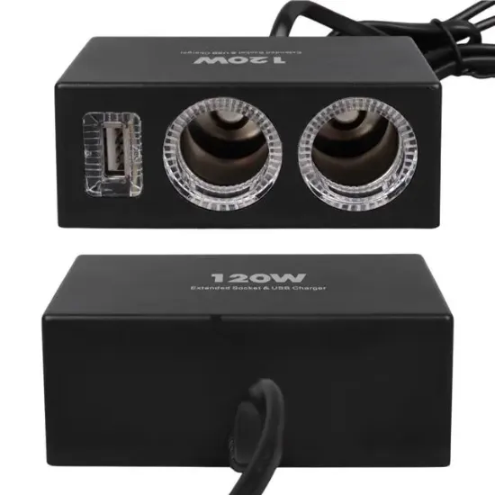 Olesson 1522 12-24V Tek USB Girişli 120W 80cm Kablolu 2'li Araç Çakmak Çoklayıcı resmi
