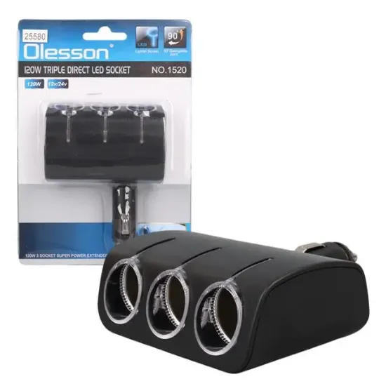 Olesson 1520 12-24V 120W 3'lü Araç Çakmak Çoklayıcı resmi