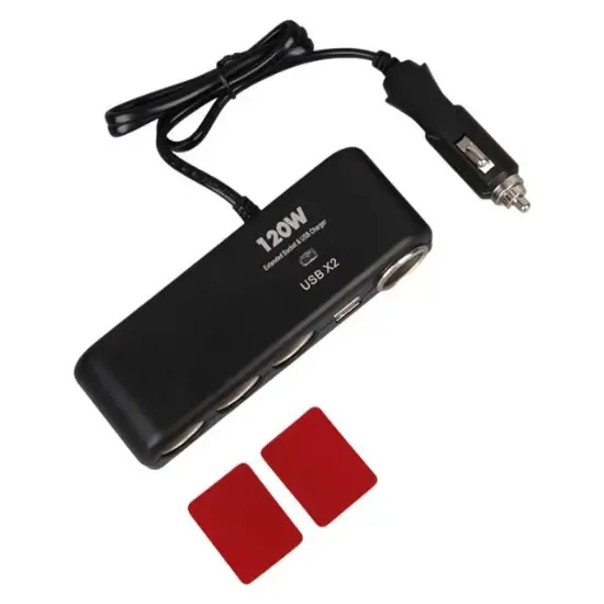 Olesson 1525 12-24V Çift USB'LI 120W 80cm Kablolu 4'LÜ Araç Çakmak Çoklayıcı resmi