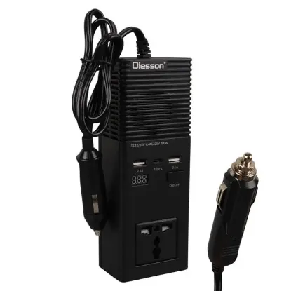 Olesson 1665 DC 12-24V 200W Oto Araç Power İnverter Ek Çakmak Girişi - TYPE-C - Çift USB - 220V Üniversal Priz resmi
