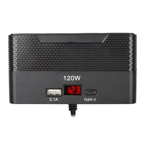 Olesson 2014 12-24V Type-C + USB-A Girişli 120W 80cm Kablolu 4'lü Araç Çakmak Çoklayıcı resmi