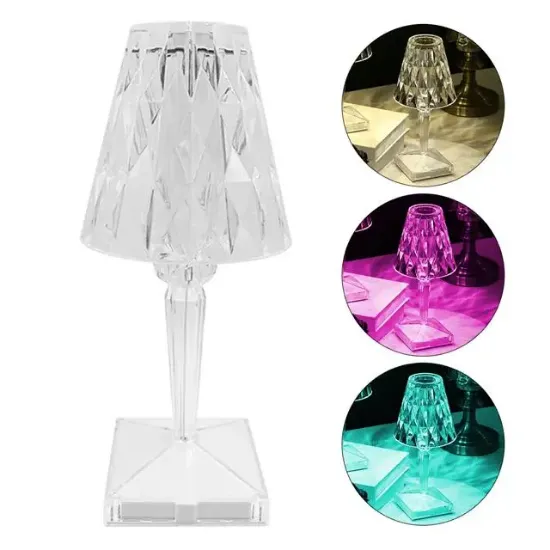 PowerMaster HA-1638 Dekoratif RGB LED'li Ambiyans Masa Gece Lambası Şarjlı Dokunmatik Tuşlu resmi