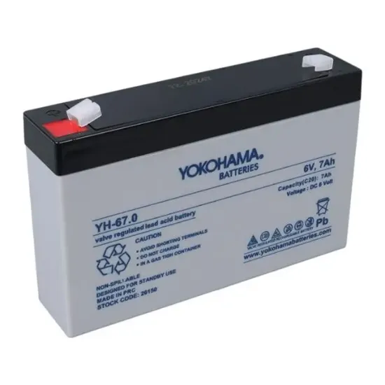 Yokohama YH-67.0 6 Volt - 7 Amper Akü (150x50x94 mm) resmi