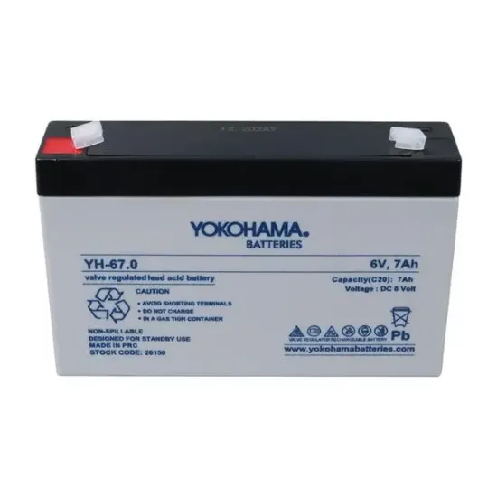 Yokohama YH-67.0 6 Volt - 7 Amper Akü (150x50x94 mm) resmi