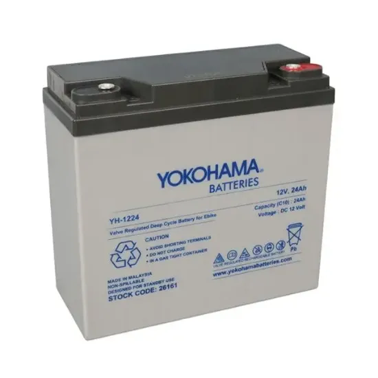 Yokohama YH-122.4 12 Volt - 24 Amper Elektrikli Bisiklet Aküsü (180x76x167 mm) resmi