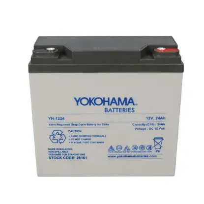 Yokohama YH-122.4 12 Volt - 24 Amper Elektrikli Bisiklet Aküsü (180x76x167 mm) resmi