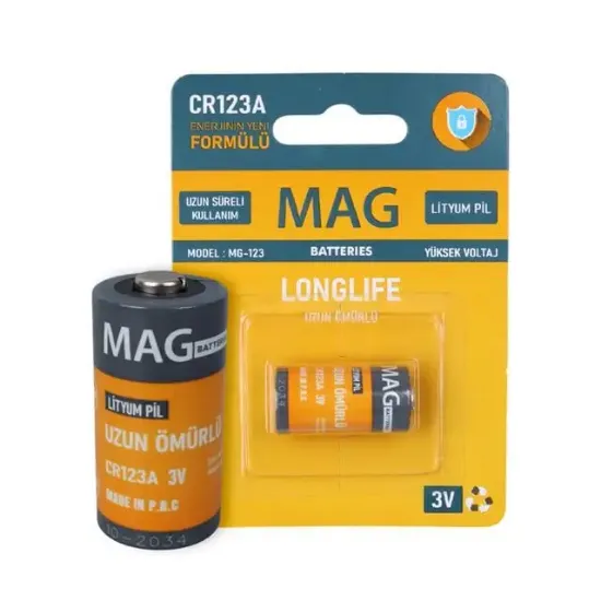 Mag Batteries MG-123 CR123A 3 Volt Lityum Fotoğraf Makinesi Pili Tekli Blister resmi