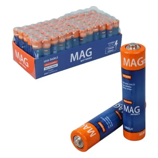 Mag Batteries MG-26172 Karbon Çinko AAA 60'lı Paket İnce Kalem Kumanda Pili (AAA,R03 UM-3) resmi