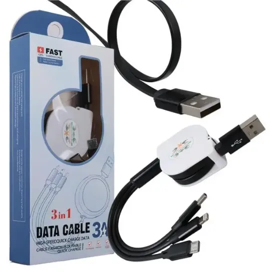 PowerMaster PM-26346 3 IN 1 Siyah Şarj Kablosu resmi