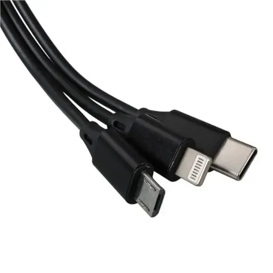 PowerMaster PM-26346 3 IN 1 Siyah Şarj Kablosu resmi