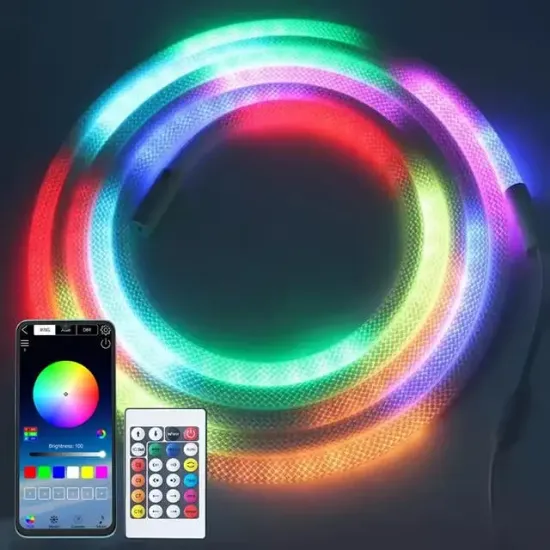 PowerMaster PM-26417 Animasyonlu Bluetooth Neon RGB Kumaş Örgülü Hortum Led 5 Metre 201 Modlu resmi