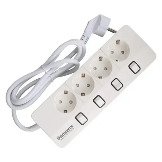 Yamatik X-MAN-104 A-CLASS 4'lü Ayrı Anahtarlı 1.3 Metre Akım Korumalı Grup Priz 1400 Joule resmi