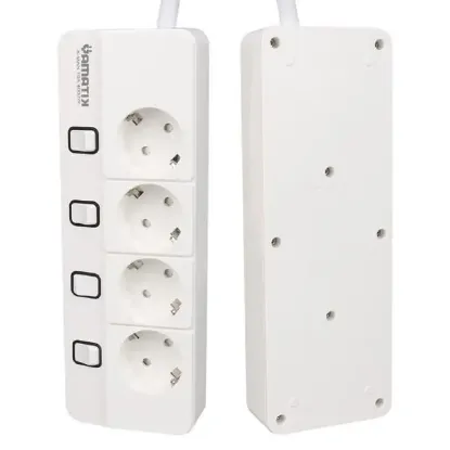 Yamatik X-MAN-104 A-CLASS 4'lü Ayrı Anahtarlı 1.3 Metre Akım Korumalı Grup Priz 1400 Joule resmi