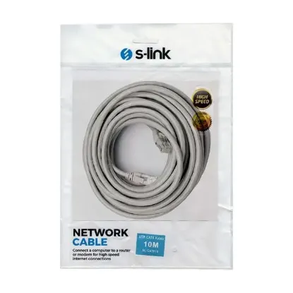 S-Link SL-CAT610 Gri̇ Cat6 10 Metre Kablo resmi