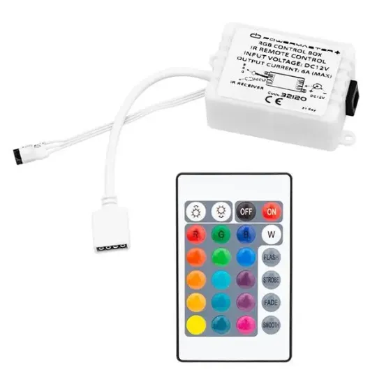 PowerMaster PM-32120 24-Tuşlu IR Kumandalı RGB Şerit LED Kontrol Devresi 12 Volt - MAX 6 Amper resmi