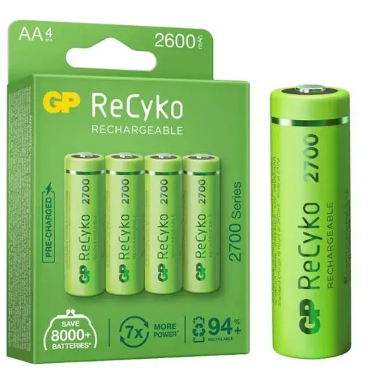 GP Recyko AA 2600 mAh Şarjlı 4'lü Pil GP270AAHCE-2EB4 (GPRHC272E001) resmi