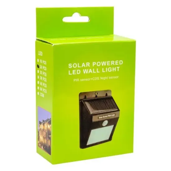 Powermaster PM-4528 Solar Sensörlü Duvar Tipi 20 Ledli Beyaz Led Aplik resmi