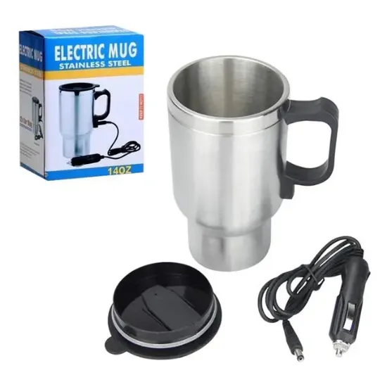 Powermaster PM-140Z 12V Paslanmaz Çelik Aktif Isı Korumalı Oto Sıcak İçecek Termosu resmi