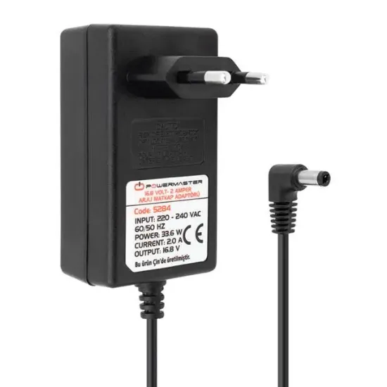 Powermaster PM-5284 16.8 Volt - 2 Amper - 33.6 Watt 5.5*2.5 Mm L Uçlu Şarjlı Matkap Adaptörü resmi