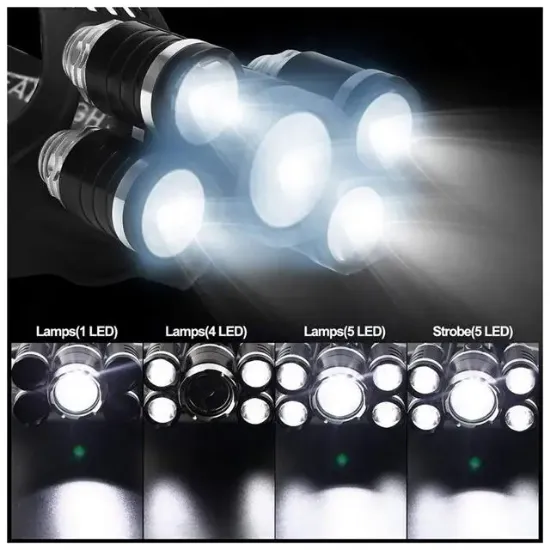 PowerMaster MX-501 5 Power Ledli Su Geçirmez 18650 Şarj Edilebilir Kafa Feneri resmi