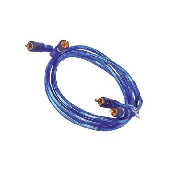 PowerMaster PM-936 2 RCA - 2 RCA Erkek 1.7 Metre Mavi Şeffaf Oto Amfi Ses Kablosu resmi