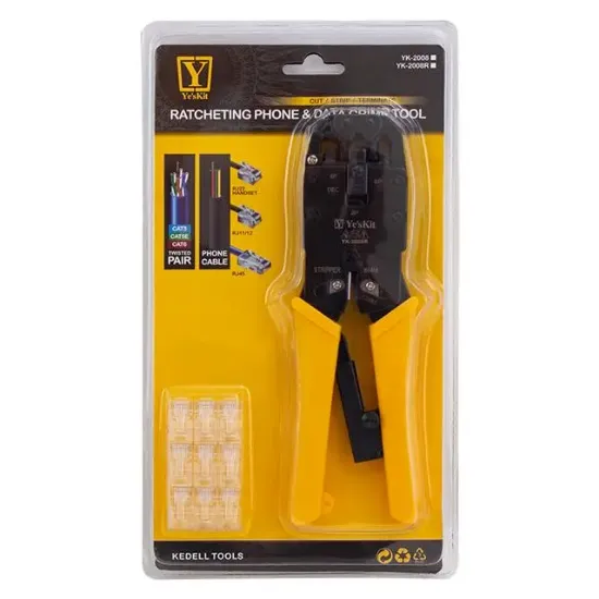 YesKit YK-2008R RJ11-RJ12-RJ22-RJ45 Sıkma Pensesi resmi